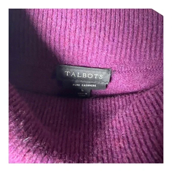 Talbots Cashmere Turtleneck Sweater Womens Sz L Plum Purple Soft Knit Pullover - Picture 2 of 6